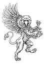 Griffon Rampant Griffin Coat Of Arms Crest Mascot Royalty Free Stock Photo