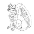 A griffin also known as a gryphon or griffon with lion body, wings and eagle head. Vector stock illustration.