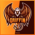 Griffin Eagle esport and sport mascot logo design in modern illustration concept for team badge, emblem and thirst printing. Royalty Free Stock Photo