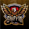 Griffin esport mascot logo design. Royalty Free Stock Photo