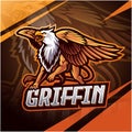 Griffin esport mascot logo design Royalty Free Stock Photo