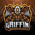 Griffin esport mascot logo design Royalty Free Stock Photo