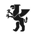 Griffin Heraldic animal silhouette. Fantastic Beast. Monster for