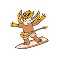 Griffin kid animal character surfer on board