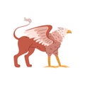 Griffin mythical creature, flat vector illustration isolated on white background.