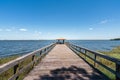 Griffin Park fishing pier on Little Lake Harris in Howie in the Hills, Florida Royalty Free Stock Photo