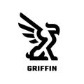 Griffin with spread wings, logo, symbol. Royalty Free Stock Photo