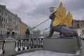 Griffins on the Bank Bridge in winter