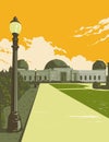 Griffith Observatory on the Slope of Mount Hollywood Los Angeles California WPA Poster Art