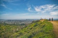 Griffith Park hiking trail. Spectacular views of downtown Los Angeles from Hollywood Hills