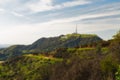 Griffith Park hiking trail. Spectacular views of downtown Los Angeles from Hollywood Hills