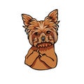 Griffon dog. Middle finder gesture. Dog portrait. Vector.