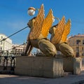 Griffon sculpture of Bank bridge in Saint Petersburg, Russia.