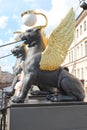 Griffon sculpture of Bank bridge in St.Petersburg