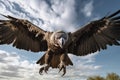 Griffon vulture Gyps fulvus in flight, Huge vulture in flight, low angle view, AI Generated