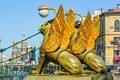 Griffons on the Bank bridge, St. Petersburg, Russia Royalty Free Stock Photo