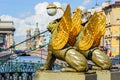 Griffons on the Bank bridge, St Petersburg Royalty Free Stock Photo