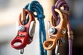 grigri and tubular belay devices side by side Royalty Free Stock Photo