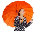 Gril with orange umbrella Royalty Free Stock Photo