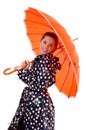 Gril with orange umbrella Royalty Free Stock Photo