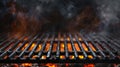 Grill Background, Empty Fired Barbecue On Black .Ai Generative Royalty Free Stock Photo