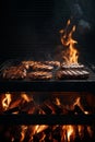 Grill Background - Empty Fired Barbecue On Black Royalty Free Stock Photo