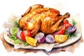 Grill baked meal brown roast cook whole food delicious dinner chicken meat