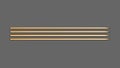 Grill bamboo skewers realistic flat 3d icon, isolated on grey background.