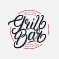 Grill Bar hand written lettering logo Royalty Free Stock Photo