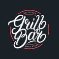 Grill Bar hand written lettering logo Royalty Free Stock Photo