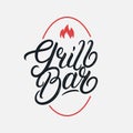 Grill Bar hand written lettering logo Royalty Free Stock Photo