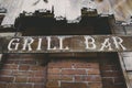 Grill bar inscription close up view