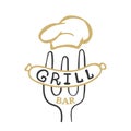 Grill bar logo. Vintage barbecue restaurant logo design. Royalty Free Stock Photo