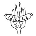 Grill bar logo. Vintage barbecue restaurant logo design. Royalty Free Stock Photo