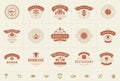 Grill and barbecue logos set vector illustration steak house or restaurant menu badges with bbq food silhouettes Royalty Free Stock Photo