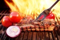 Grill Barbecue Ribs Flames Brisket Charcoal, XXXL Royalty Free Stock Photo