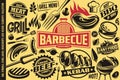 Grill and barbecue symbols, icons,labels,logos and design elements Royalty Free Stock Photo