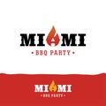 Letter A Miami BBQ Barbecue Fire Party Logo