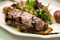 Grill beef and salad as appetizer