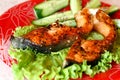 Grill broiled salmon steak Royalty Free Stock Photo