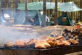 Grill on camping in forest