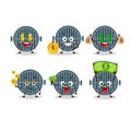 Grill cartoon character with cute emoticon bring money