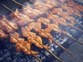 Grill Chicken wing on grill plate Barbecue Street food stall