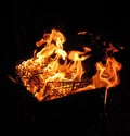 grill in fire at night Royalty Free Stock Photo