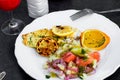 Grill fish with salad and citrus Royalty Free Stock Photo