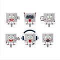 Grill gate cartoon character are playing games with various cute emoticons