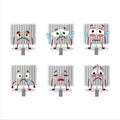 Grill gate cartoon character with sad expression