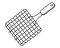 Grill grate. Sketch. Stainless steel device for frying food on the grill with a removable handle. Vector illustration.