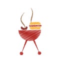 Grill with hamburger drawing icon