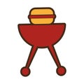 Grill with hamburger drawing icon